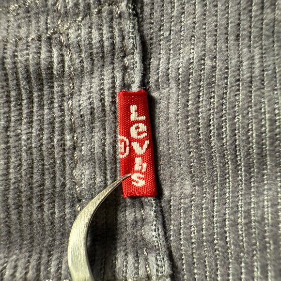 Levis Ribcage Straight Ankle Pants Women Size 27 Gray Corduroy High Rise 28x26 - Picture 15 of 16